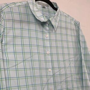 FOXCROFT | 14 WOMEN'S BUTTON DOWN COLLAR PERFORMANCE LONG SLEEVE | GREEN WHITE